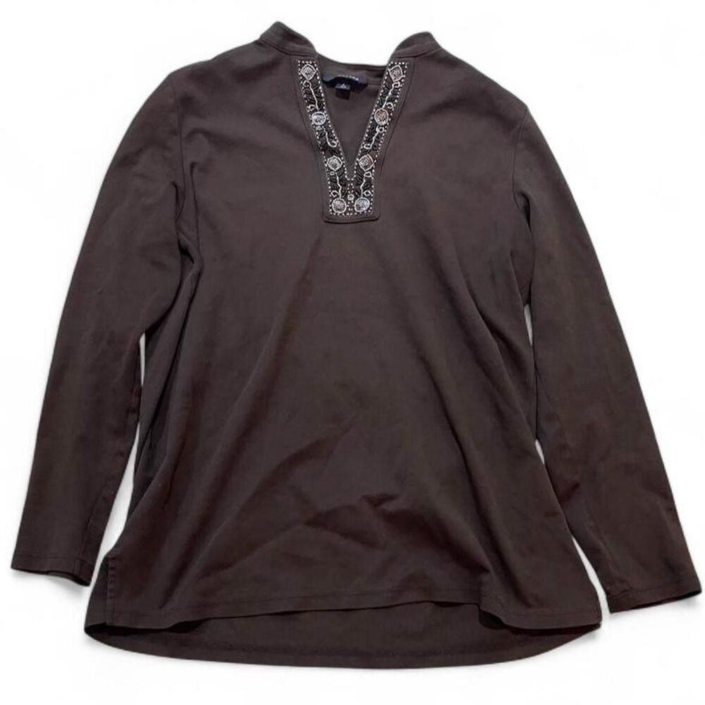 Lands-end Women's Brown and Black Shirt